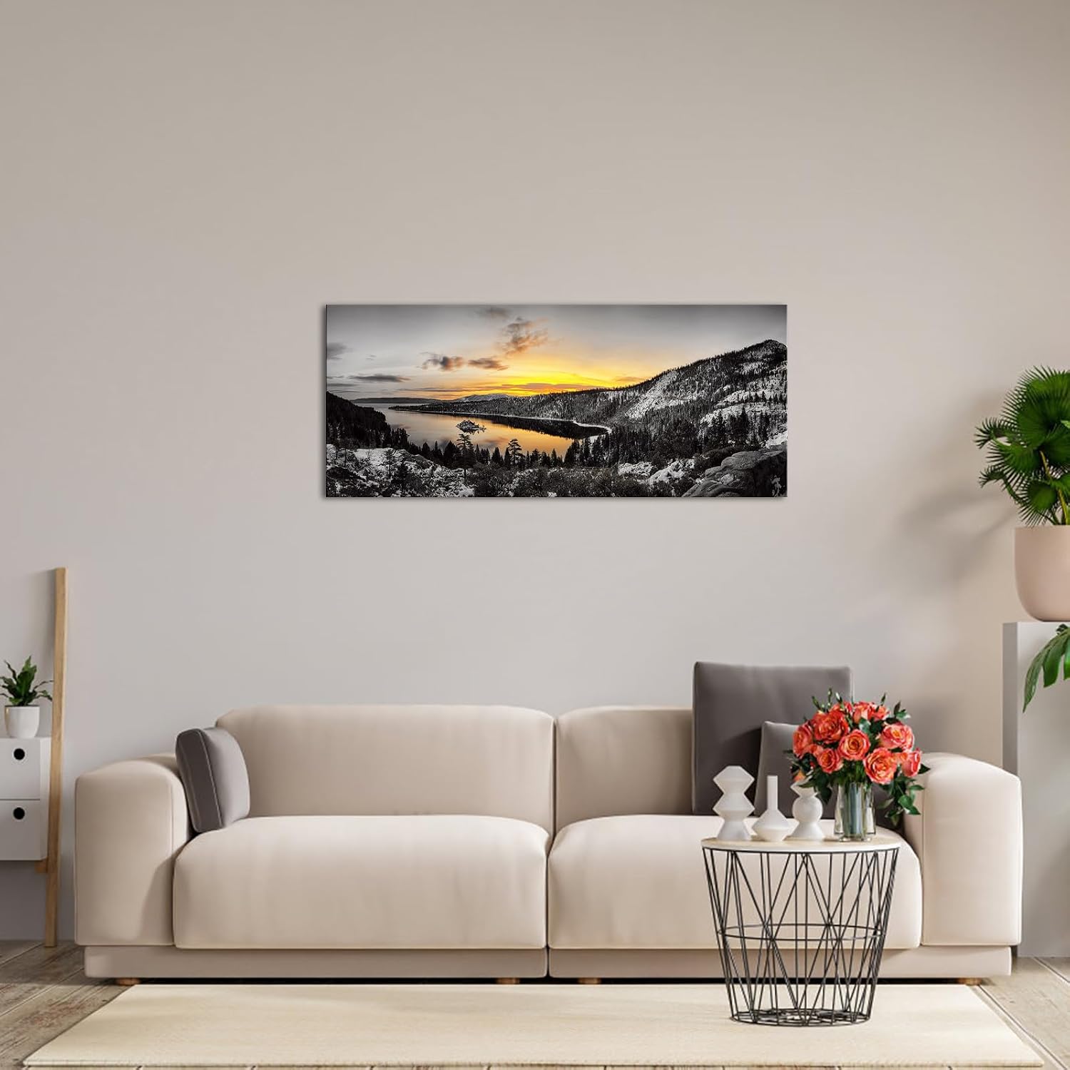 KREATIVE ARTS Large Canvas Prints Panorama of Lake Tahoe's sunrise over Emerald Bay Wall Art Landscape Picture USA Nature Scenery Artwork Framed Posters for Office Home Decor 20x48 - Image 4