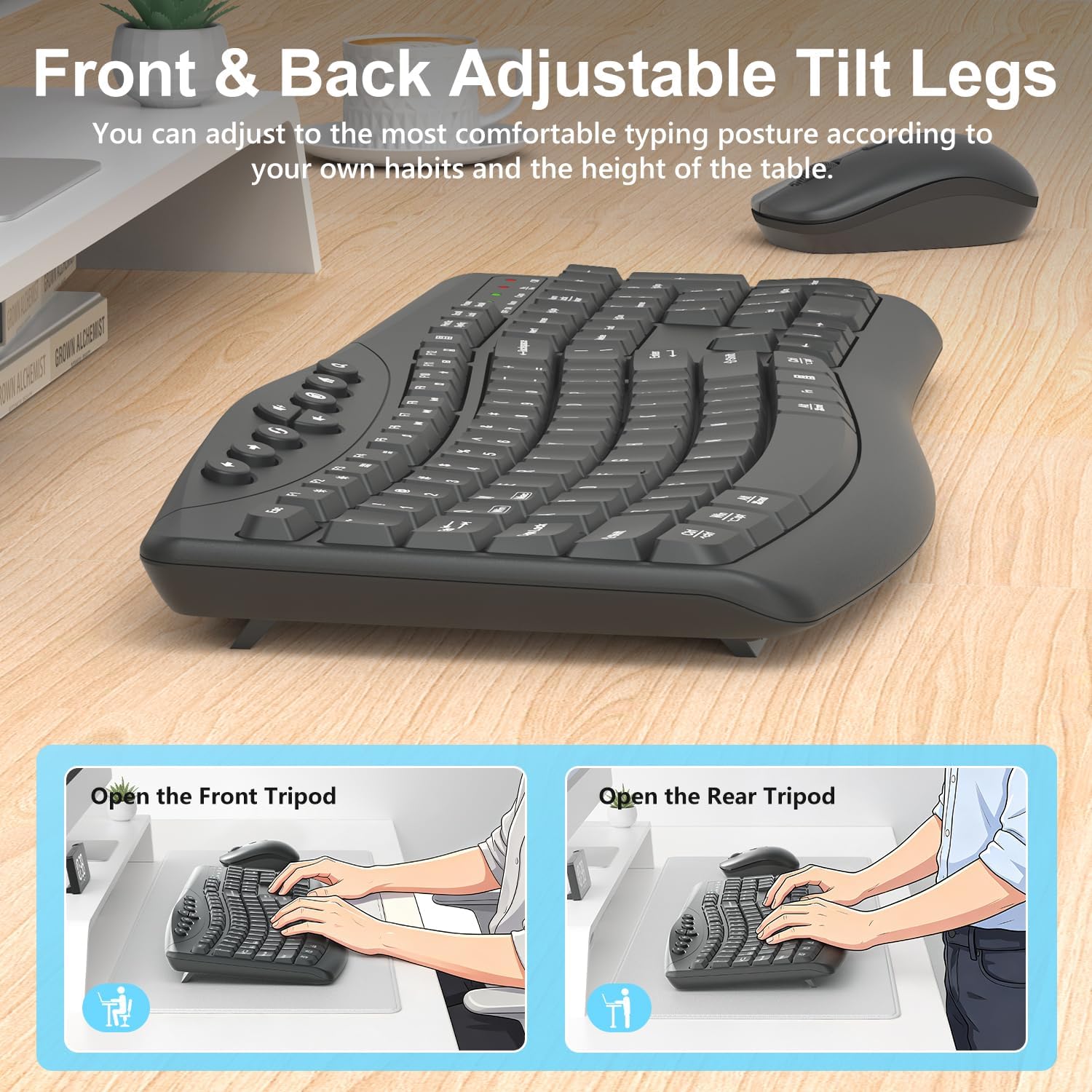 Wireless Keyboard and Mouse Combo, Quiet Ergonomic Curved Keys(Graphite) - Image 7