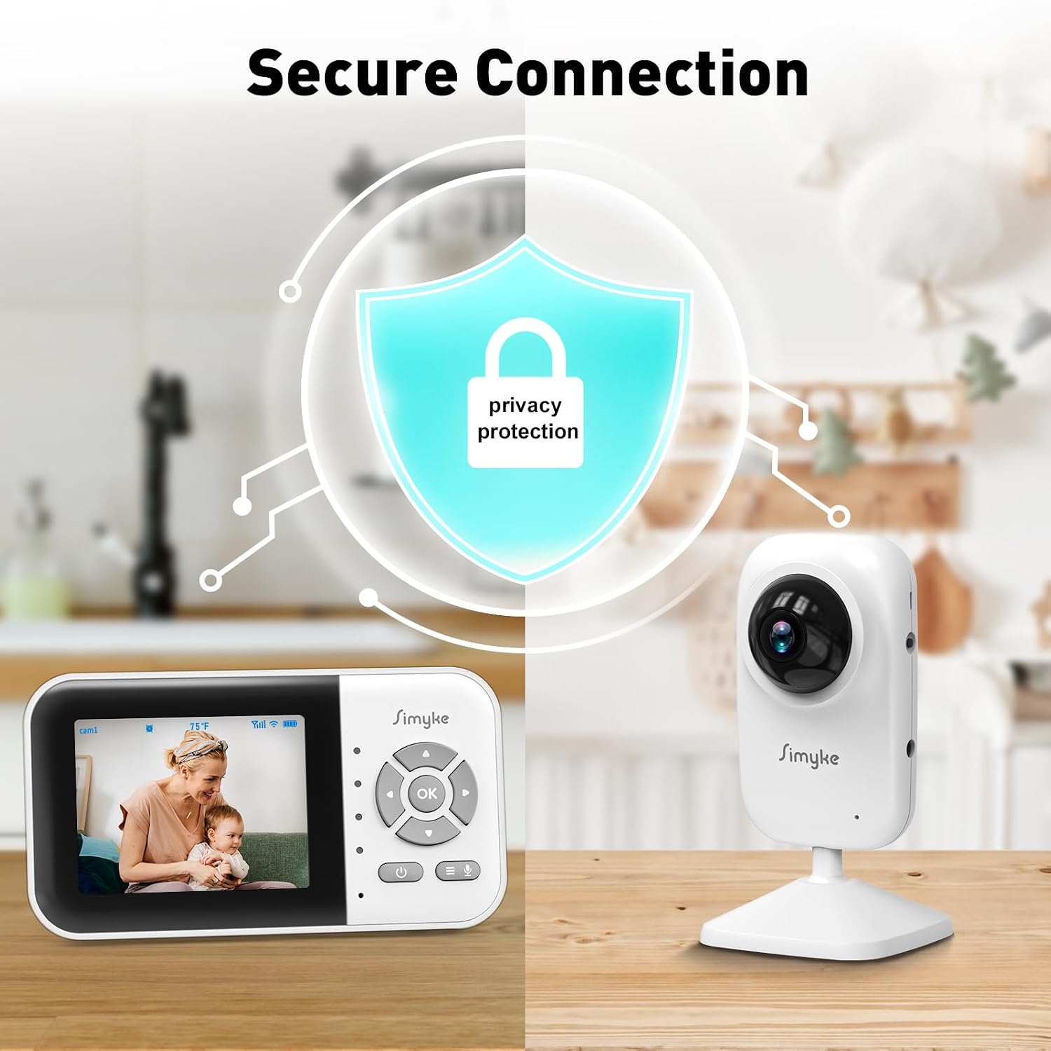 Simyke Upgrade Video Baby Monitor with 2 Cameras and Audio 2.8" Screen,Night Vision,APP,Wireless,2-Way Talk,1200ft Long Range,Feeding Timer,Temperature Sensor,VOX/ECO,5 Lullabies,Portable,Easy Setup - Image 7