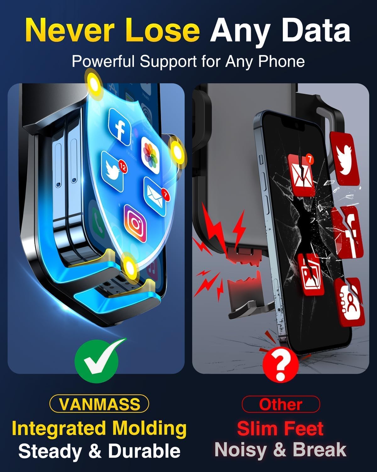 VANMASS【85+LBS Strongest Suction & Military-Grade Ultimate Car Phone Mount - Image 5