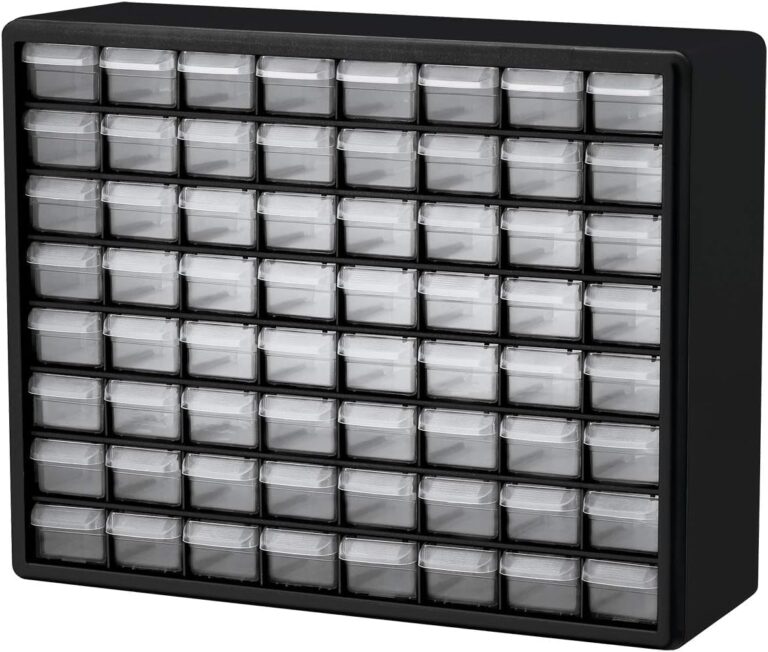 Akro-Mils 64-Drawer Plastic Storage Cabinet, 20" W x 6" D x 16" H, Black