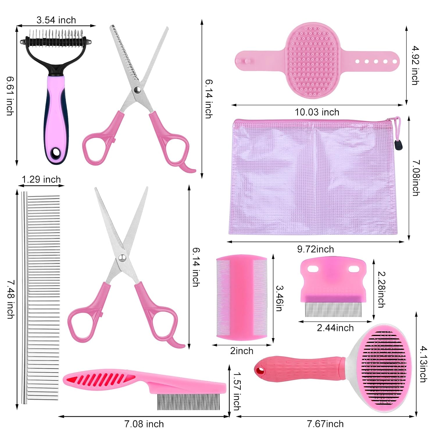 Complete Pet Grooming Solution by Dog - 9PCS Kit with Slicker Brush, Deshedding Tool, and Grooming Comb for All Breeds and Sizes, Promotes Healthy Skin and Coat - Image 8