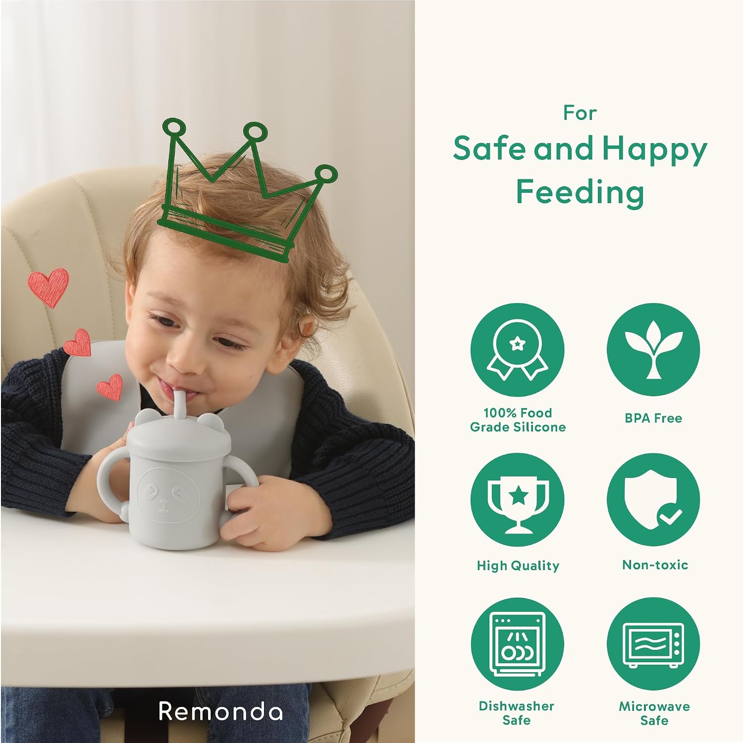 Remonda 23-Piece BPA-Free Silicone Baby Feeding Set | Extra Large Suction Plates, Toddler Bowls, Self Feeding Spoons, and More | Dishwasher Safe| Baby Led Weaning Supplies (Green)01 - Image 2