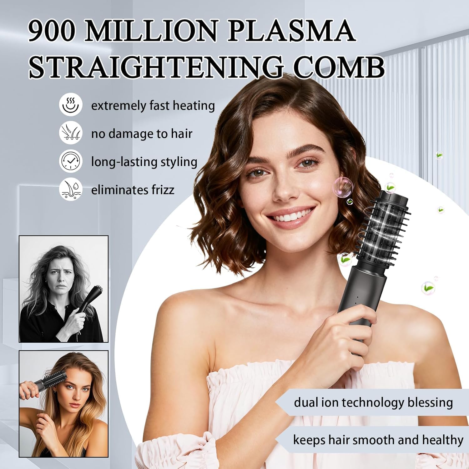 Dongxw Cordless Hot Brush - Travel Portable Hair Straightener Brush, 4 Temperatures | Fast Heating, Anti-Scald, and Anti-Frizz, Cordless Straightener Tool for Travel, Date, Work - Classic Black - Image 3