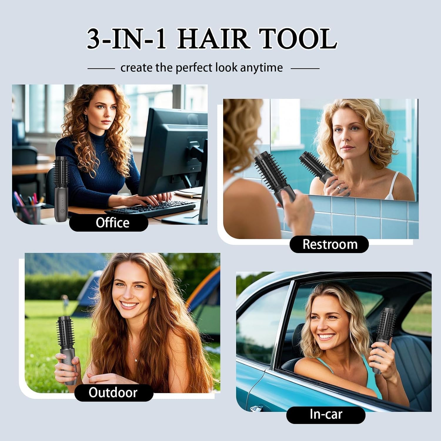 Dongxw Cordless Hot Brush - Travel Portable Hair Straightener Brush, 4 Temperatures | Fast Heating, Anti-Scald, and Anti-Frizz, Cordless Straightener Tool for Travel, Date, Work - Classic Black - Image 6