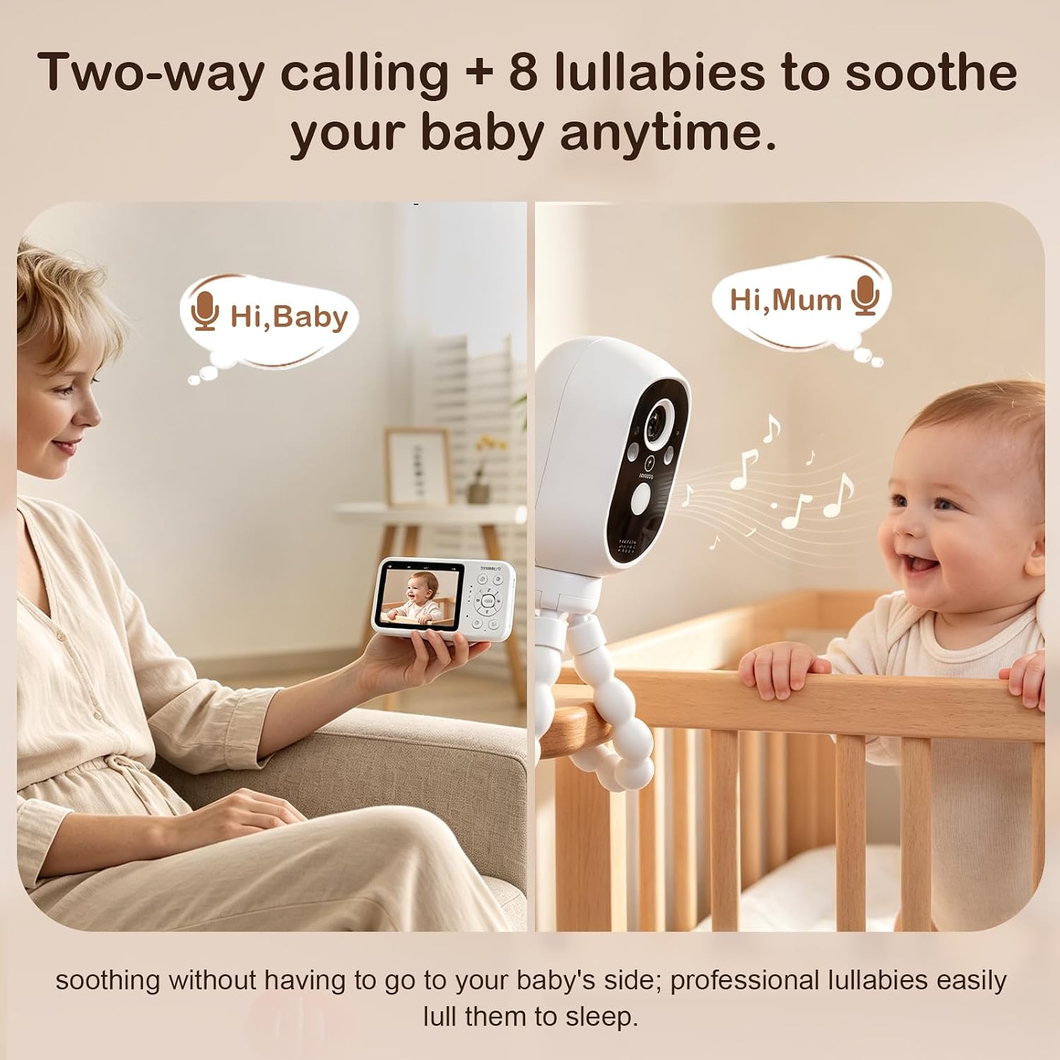 TimeFlys Video Baby Monitor, Both Units Rechargeable, Outdoor Use For Camping, Car Camera Usage, Camera 40-hour Battery, Night Vision, 2-Way Audio, Lullabies, No WiFi Required, Model Z280L,2.8" Screen - Image 5