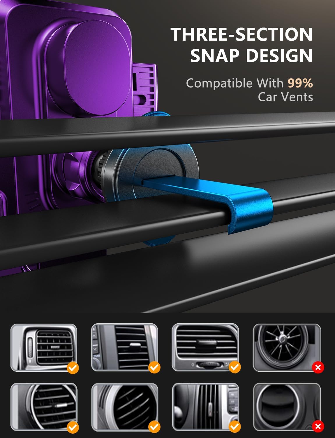 JOYMASS Wireless Car Charger, Phone Holders for Your Car, 15W Auto Clamping Phone Mount Car Accessories for iPhone 16 15 14 13 12 Mini Pro Max, Samsung Galaxy S24 Ultra S23 S22+ Note 20, etc - Purple - Image 6