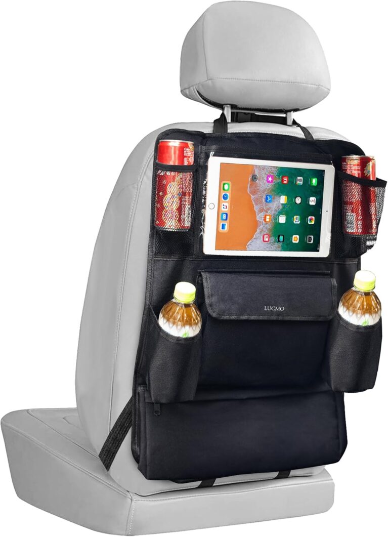 LUCMO Car Backseat Organizer with Touch Screen Tablet Holder, Black