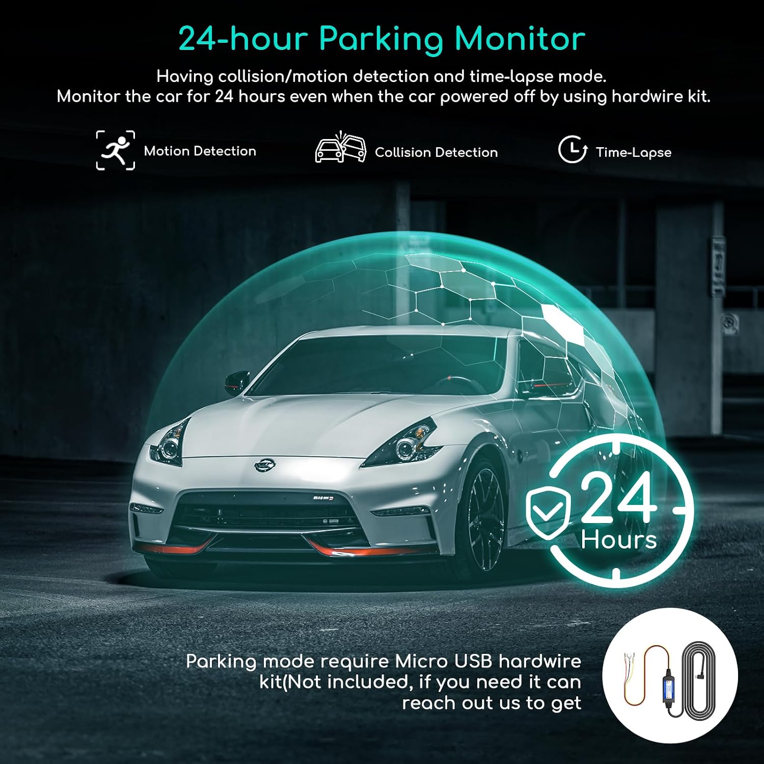 COOAU D30S 4K Dash Cam with GPS Wi-Fi, Front and Inside Dual 2.5K 1080P, Uber Car Camera with Infrared Night Vision, Supercapacitor, 4 IR LEDs, G-Sensor, Parking Mode, Loop Recording - Image 8