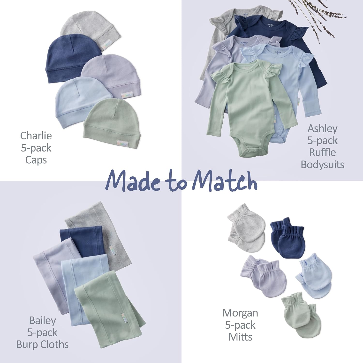 Butterblu Riley - Crinkle Burp Cloths, 5 Pack Muslin Burpcloths for Newborn Girls, Boys, Unisex, Frost, One Size - Image 5