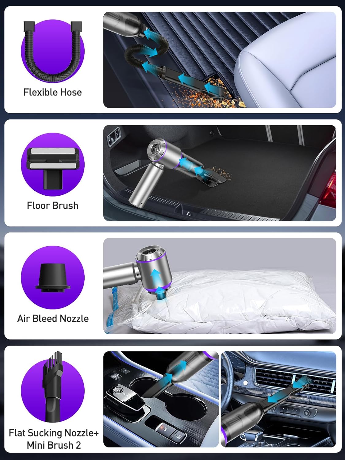 Vacuum/Air Duster Super Power Mini Car Vacuum Cleaner 4-in-1 air Blower Gun - Image 5