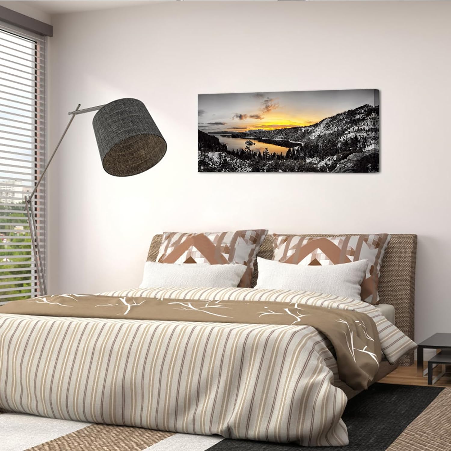 KREATIVE ARTS Large Canvas Prints Panorama of Lake Tahoe's sunrise over Emerald Bay Wall Art Landscape Picture USA Nature Scenery Artwork Framed Posters for Office Home Decor 20x48 - Image 3