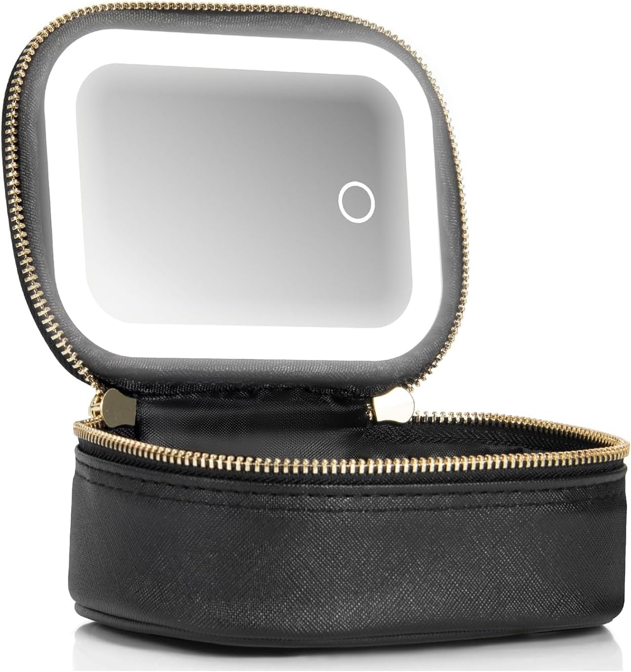 Mini Makeup Bag with Led Mirror, Small Travel Make up Bag 3 Light Modes Adjustable Brightness, for Women Organizer Cosmetic Bag, Portable Travel Train Toiletry Bag, for Pool Parties Work Touch-Ups