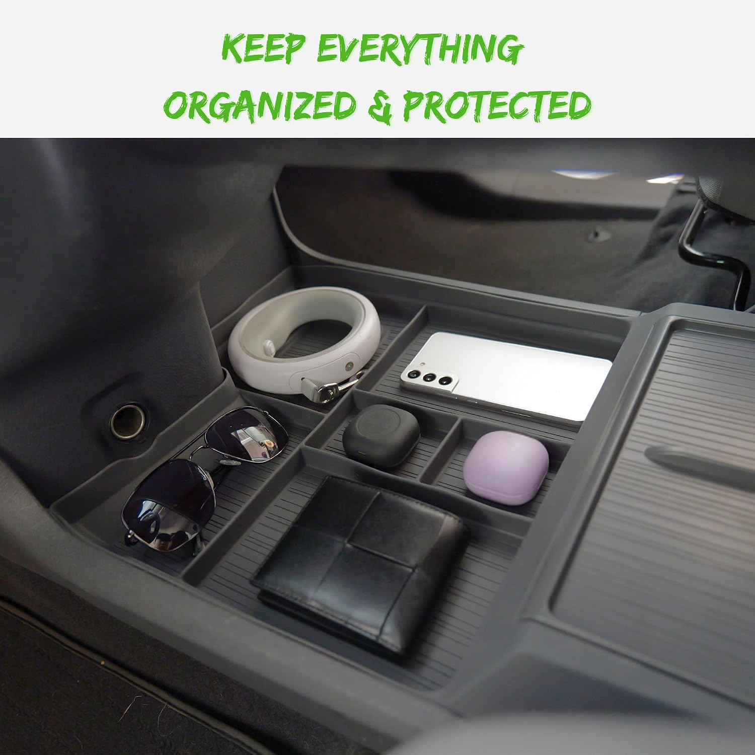 Lower Center Console Organizer for 2021-2026 Toyota Sienna, Soft Silicone Car Interior Storage Organizer with Multiple Compartments - Image 3