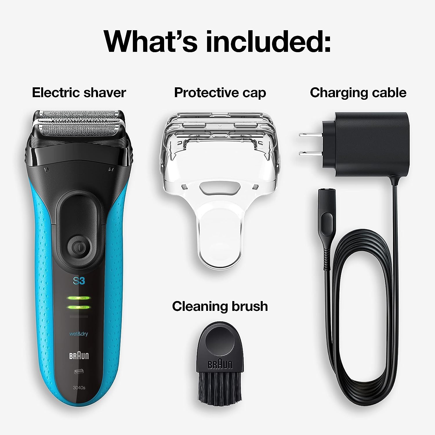 Braun Electric Series 3 Razor with Precision Trimmer, Rechargeable, Wet & Dry Foil Shaver for Men, 45 Minute Runtime, MicroComb and Long Hair Trimmer, Protects Skin from Nicks & Cuts, 4 Piece - Image 2