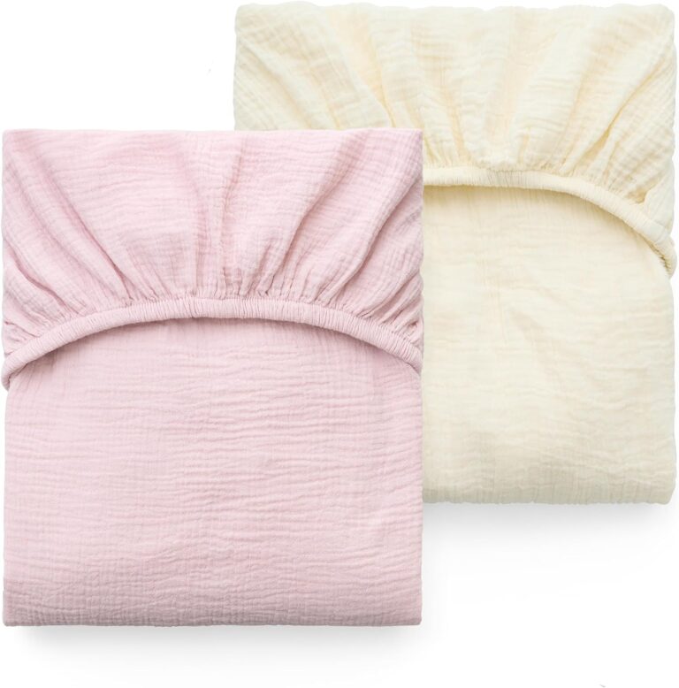 Momcozy Crib Sheets 52"x28", 2 Pack Muslin Crib Sheets for Baby Nursery