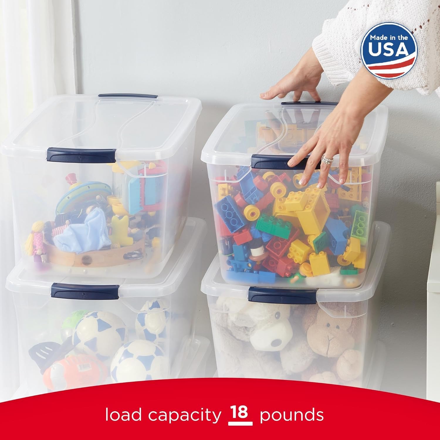 Rubbermaid Cleverstore Clear 32 Qt, 6 Pack Stackable Plastic Storage Bins with Lids, Great for Closet and Laundry Storage, Organizing in the Home - Image 5