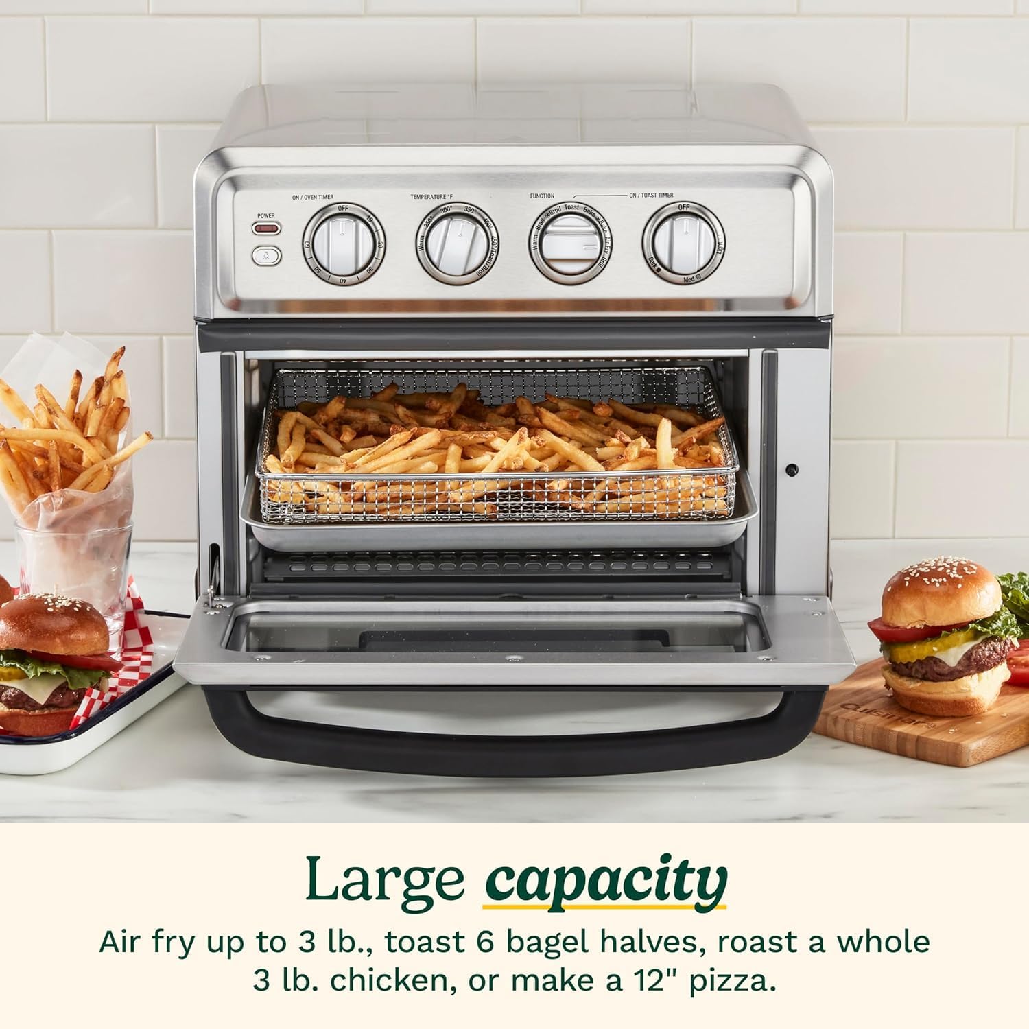 Cuisinart Air Fryer Toaster Oven, 1800W, 8-in-1 with Air Fry, Convection, Broil & Warm, 0.6 Cubic Feet, 60-Minute Timer, TOA-70NAS, Stainless Steel - Image 3