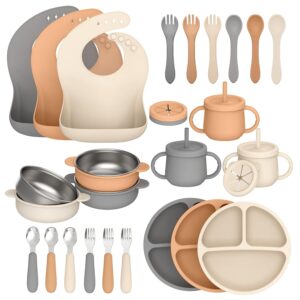 27PCS Silicone Baby Feeding Set, Ve...