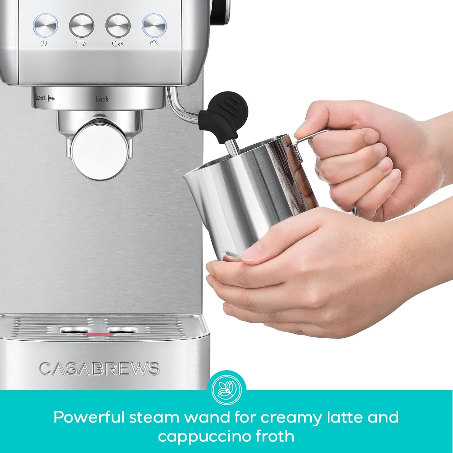 CASABREWS 3700 Essential Stainless Steel Espresso Machine with Steam Wand - Image 4