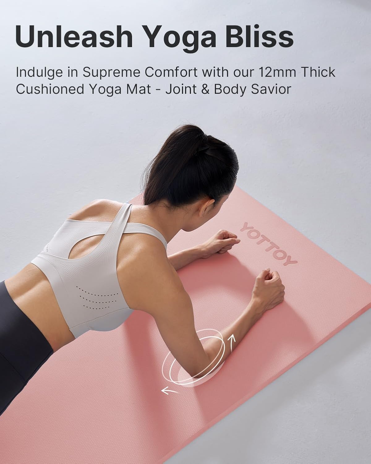 YOTTOY Yoga Mat,Extra Thick Yoga Mat (1/2inch),Professional TPE Exercise Mat,Non-Slip Workout Mat for Yoga, Pilates, Fitness, Barefoot Workouts, Home Gym Studio with Strap - Image 7