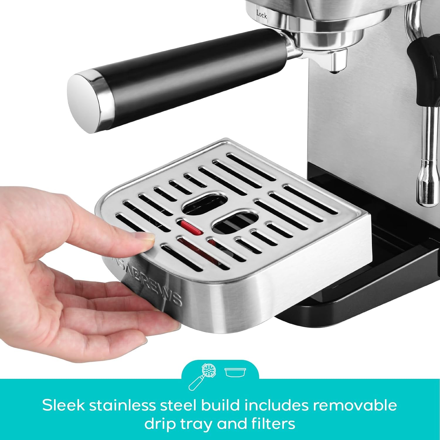 CASABREWS 3700 Essential Stainless Steel Espresso Machine with Steam Wand - Image 5