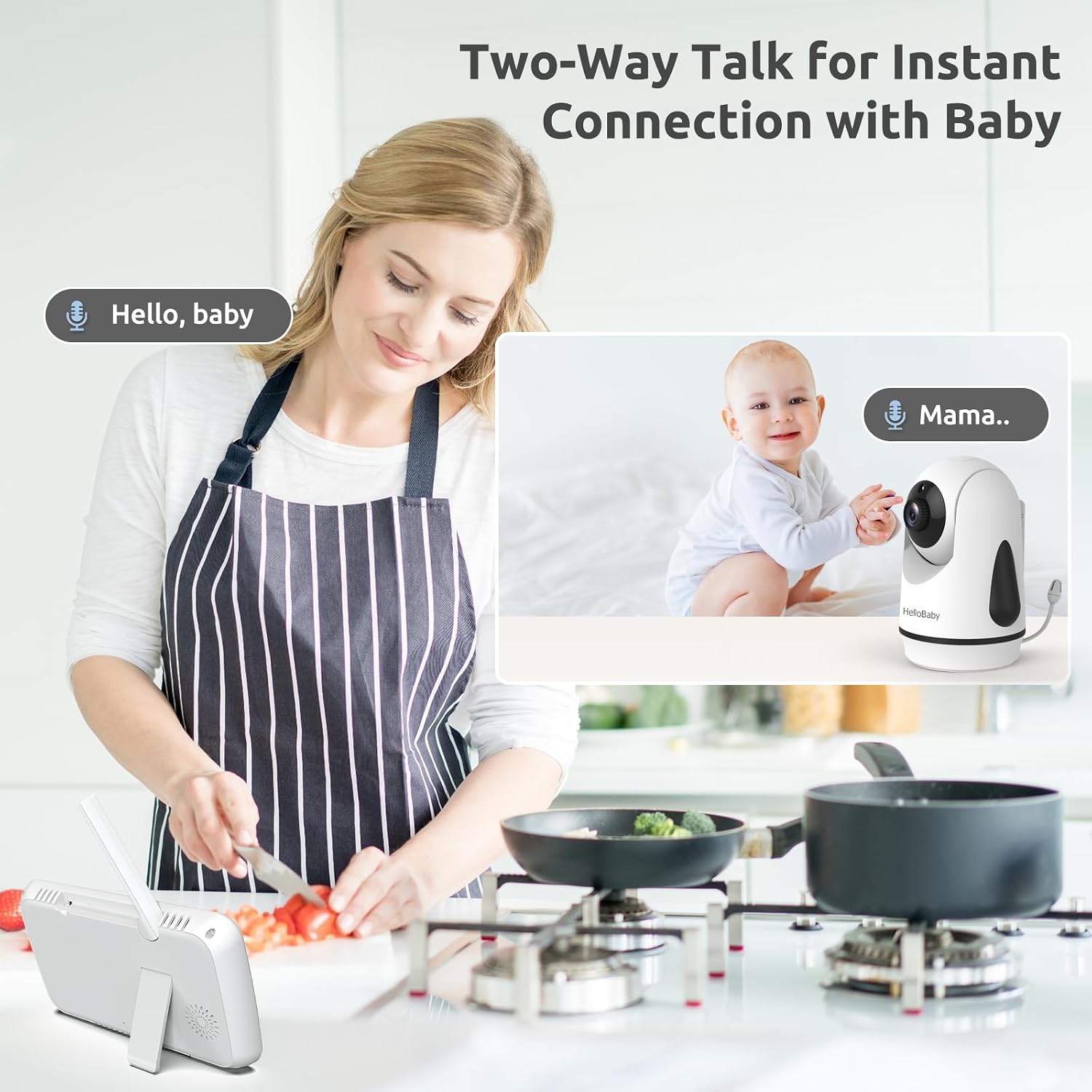 HelloBaby 6" Split Screen Video Baby Monitor with 2 Cameras, No WiFi - Image 5