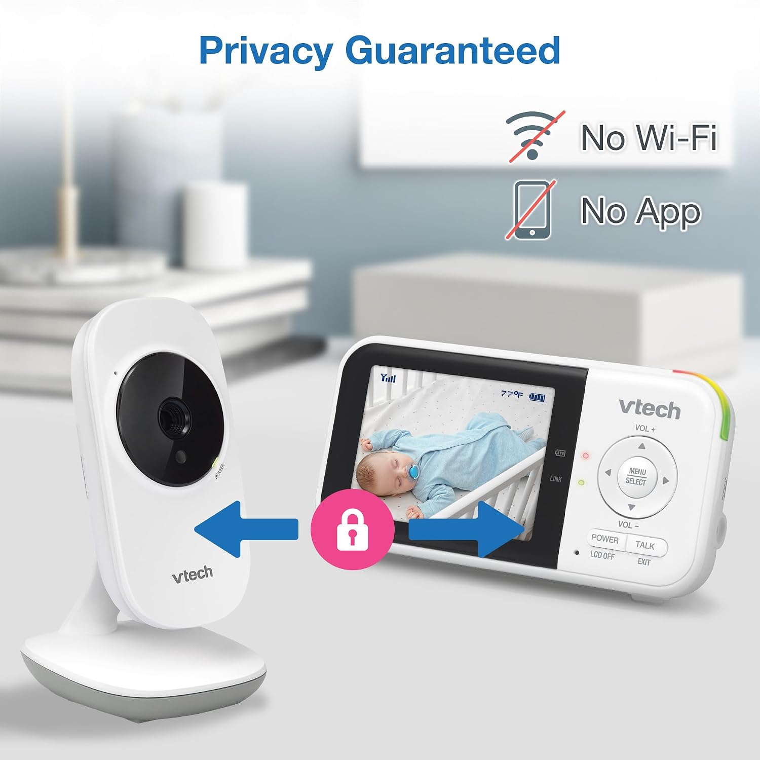 VTech Baby Monitor No WiFi – 19Hr Video Battery, 1000ft Range, Night Vision, Two-Way Talk, Temperature Sensor, Sound-Activated Screen, Lullabies | VM819 - Image 8
