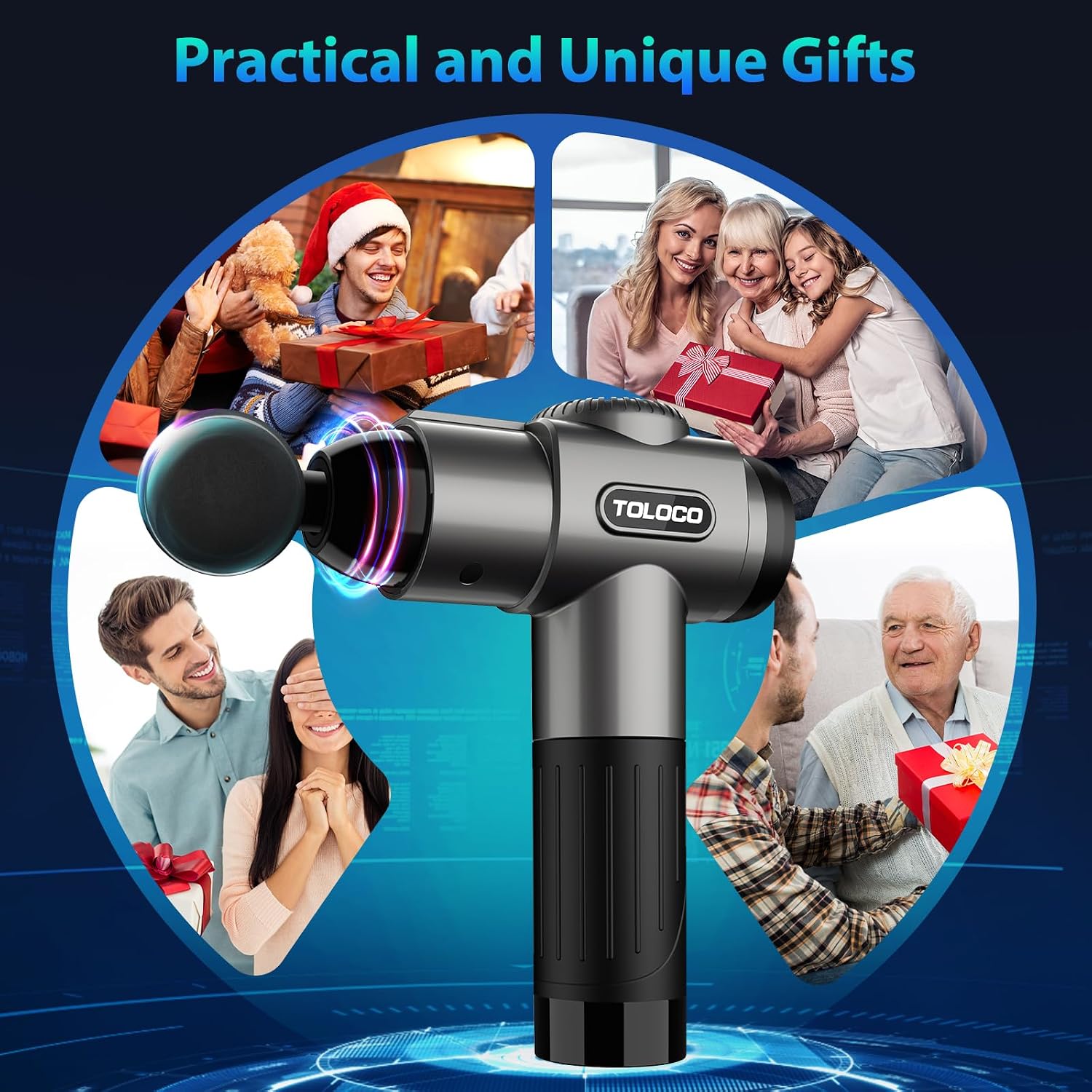 TOLOCO Massage Gun, Deep Tissue Back Massage for Athletes for Pain Relief, Percussion Massager with 10 Massages Heads & Silent Brushless Motor, Fathers Day Dad Gifts, Grey - Image 7