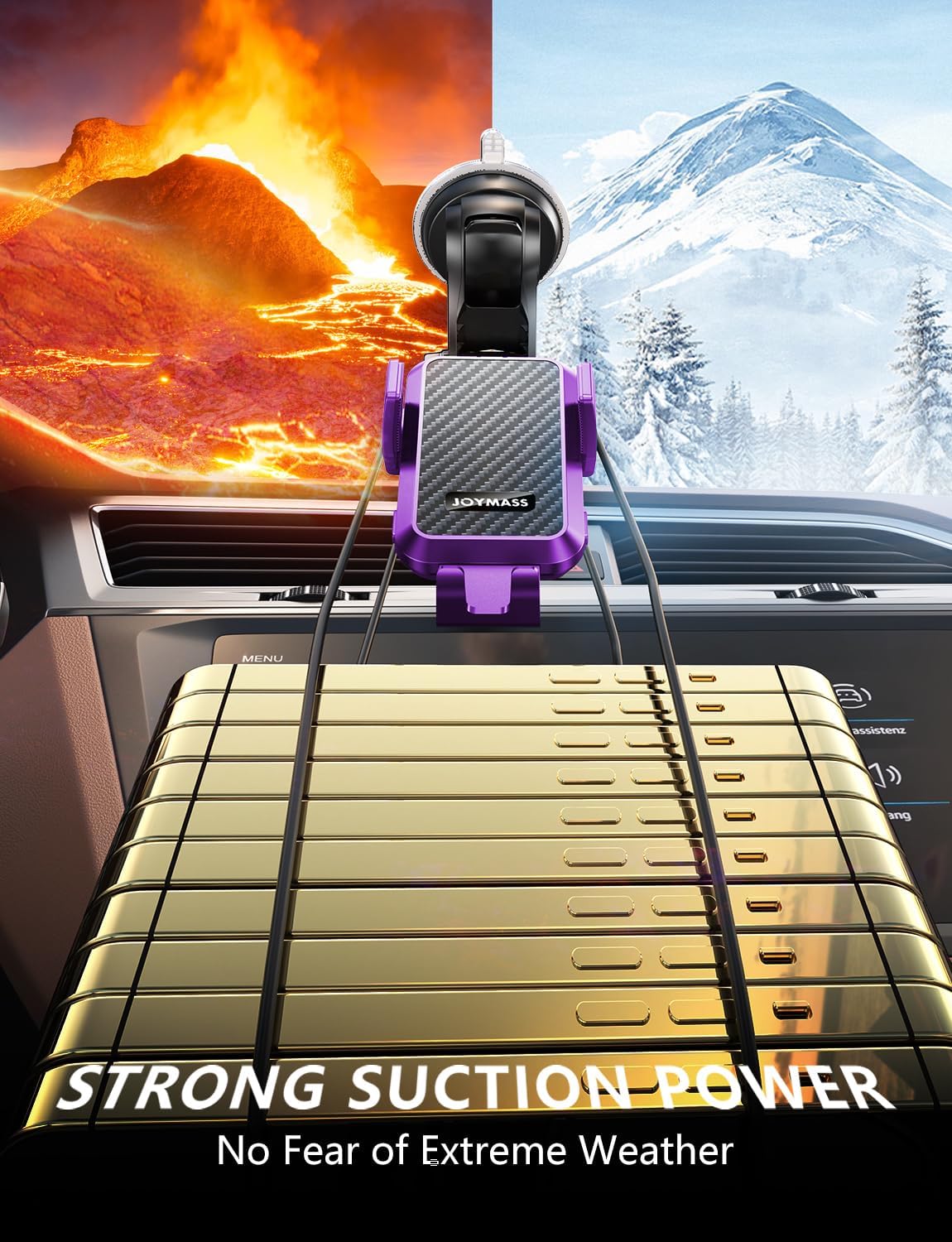 JOYMASS Wireless Car Charger, Phone Holders for Your Car, 15W Auto Clamping Phone Mount Car Accessories for iPhone 16 15 14 13 12 Mini Pro Max, Samsung Galaxy S24 Ultra S23 S22+ Note 20, etc - Purple - Image 2