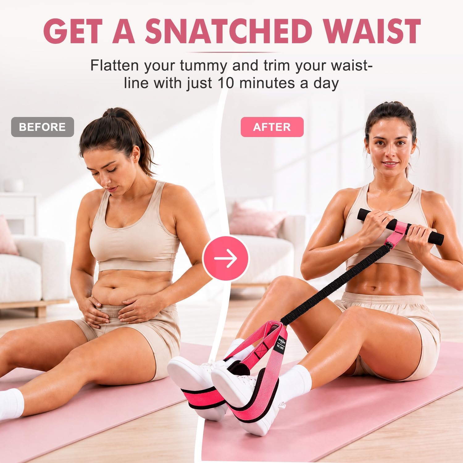 Pedal Resistance Band with Handle, Upgraded Durable Thickened Latex Tubes and Soft Foam Fabric Foot Pedal, Sit Up Exercise Equipment for Abdomen, Waist, Arm, Core/ABS, Leg, Physical Therapy - Image 2