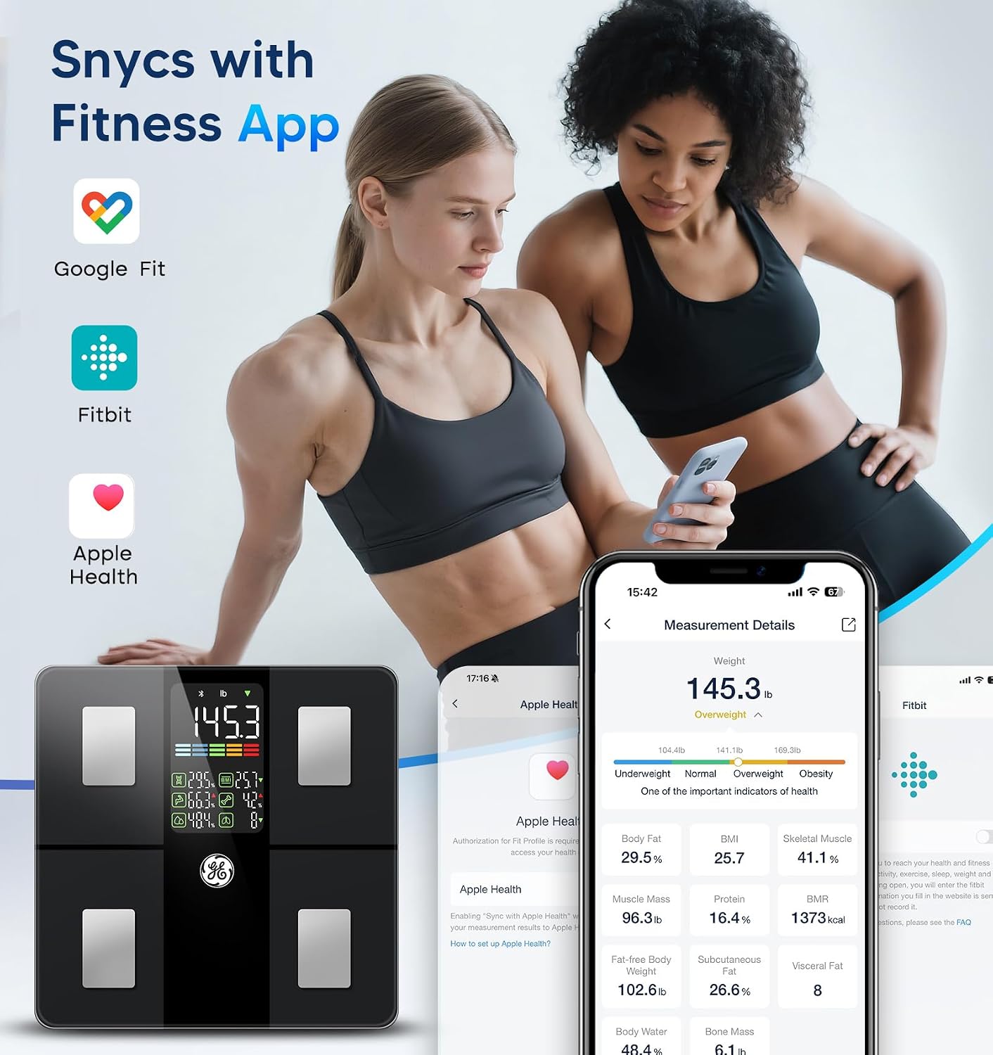 GE Smart Scale for Body Weight, BMI, Body Fat, Muscle Mass, Large Display - Image 6