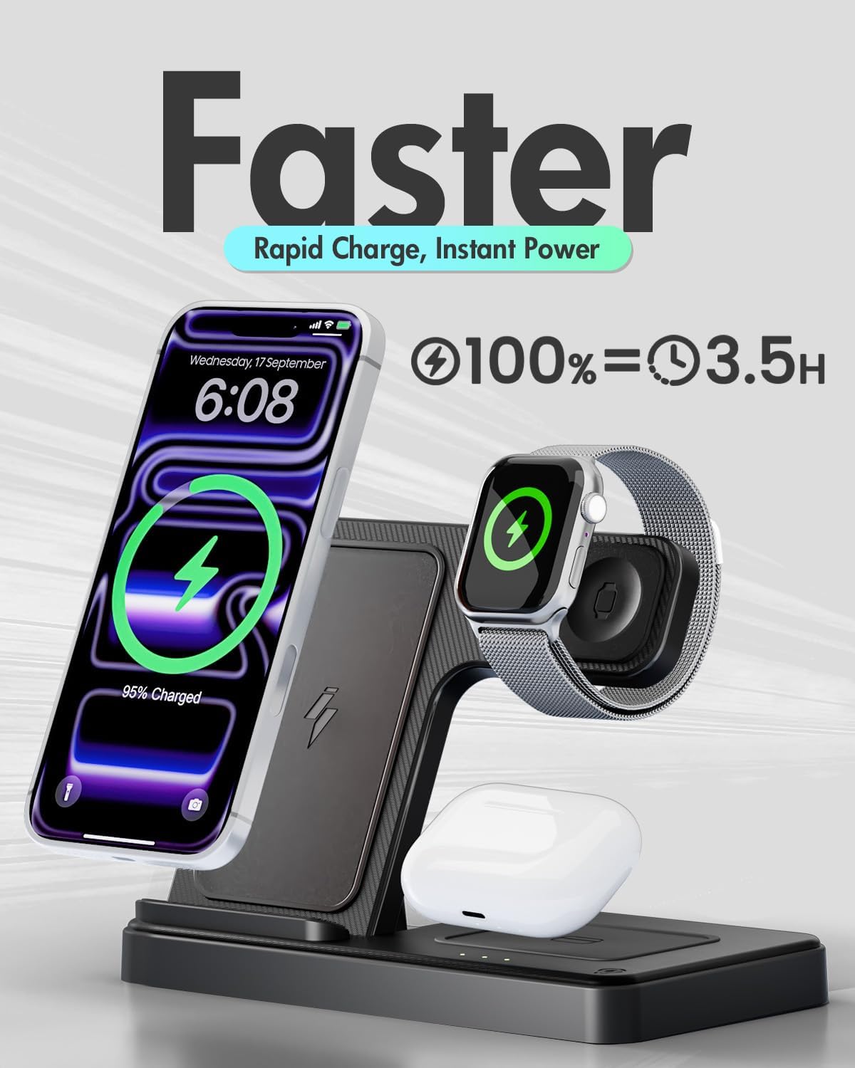 GETPALS Wireless Charger iPhone Charging Station for Apple Multiple Devices - Image 5