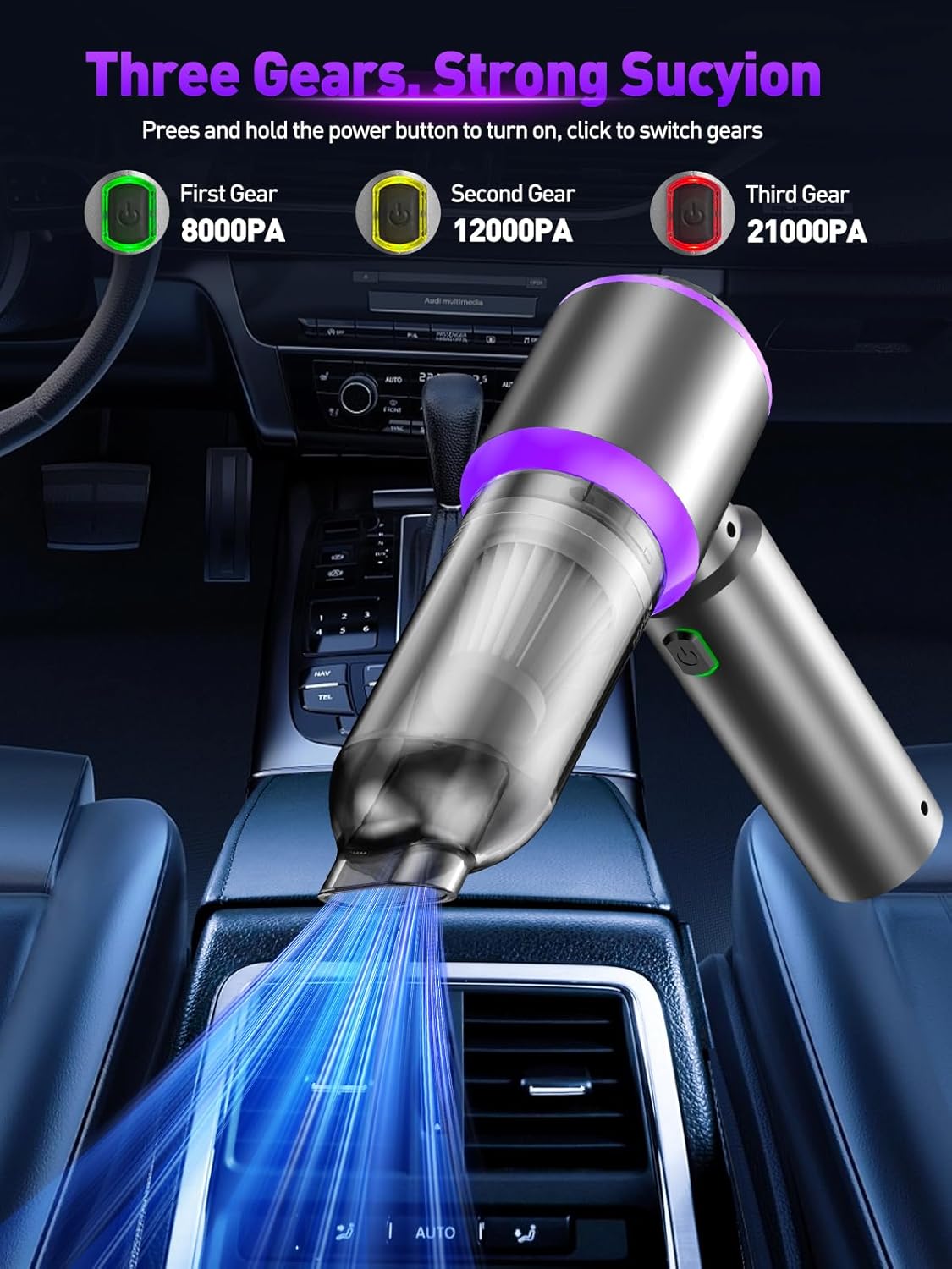 Vacuum/Air Duster Super Power Mini Car Vacuum Cleaner 4-in-1 air Blower Gun - Image 3