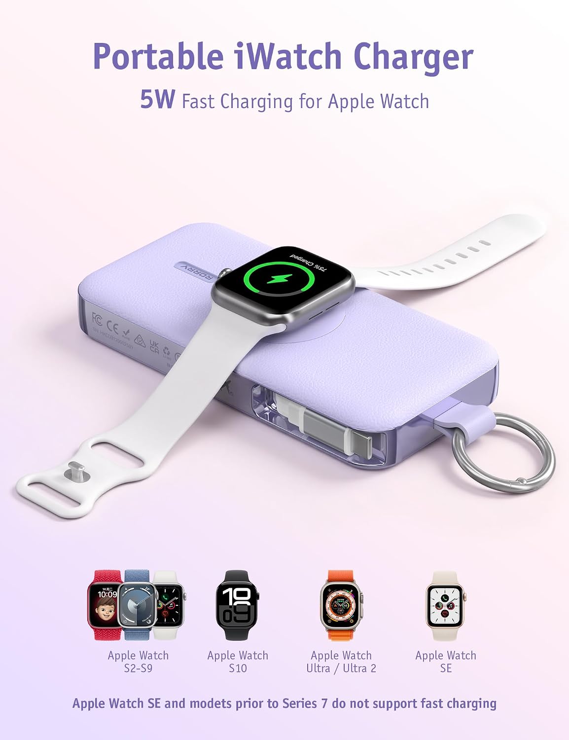 RORRY CharmGo Portable Charger 3 in 1 iPhone Power Bank for Apple 12000mAh - Image 6