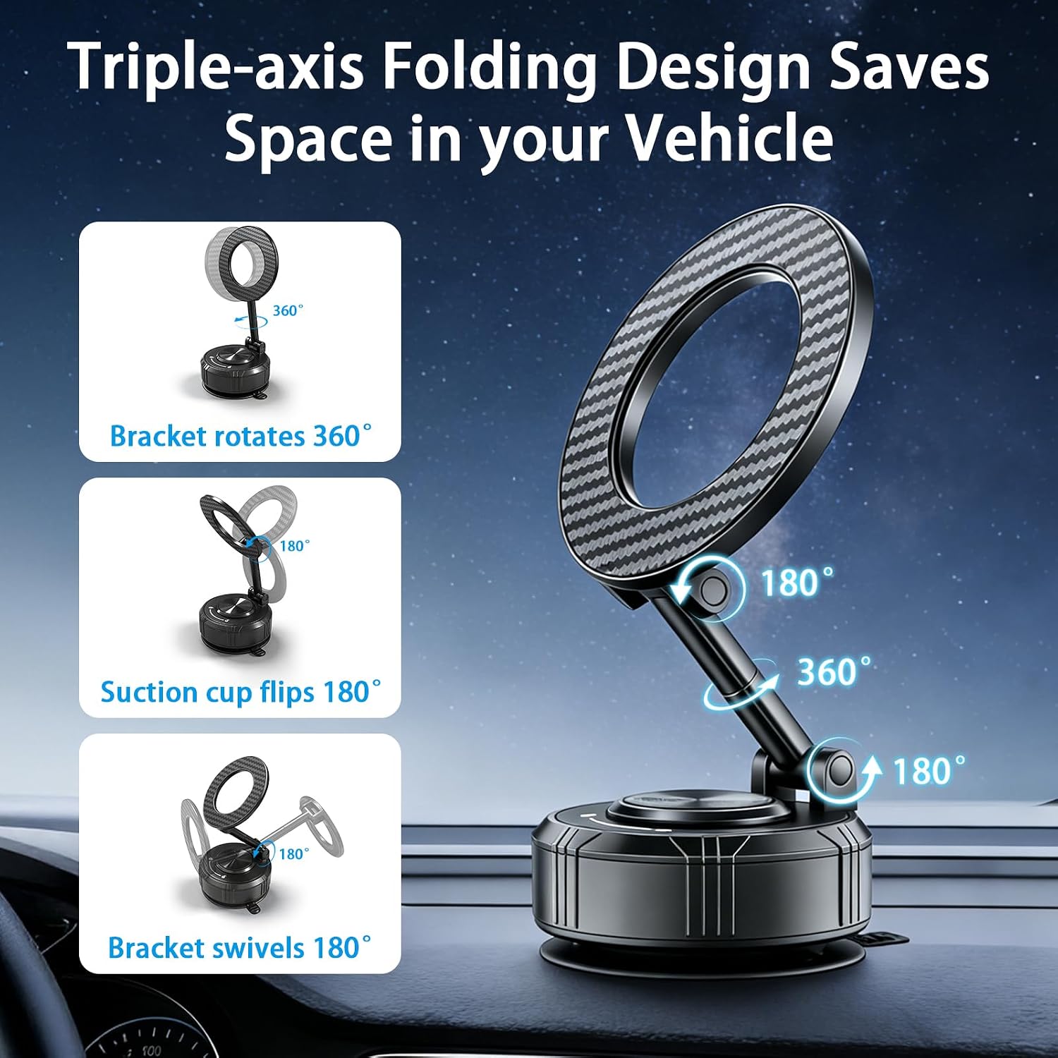 Car Mount, Vacuum Suction Phone Holder for Car, Car Phone Holder Mount, 360° Adjustable Phone Holder Wall Mount, Car Accessories for iPhone 17/16/15/14 Pro Max Cell Phone - Image 2