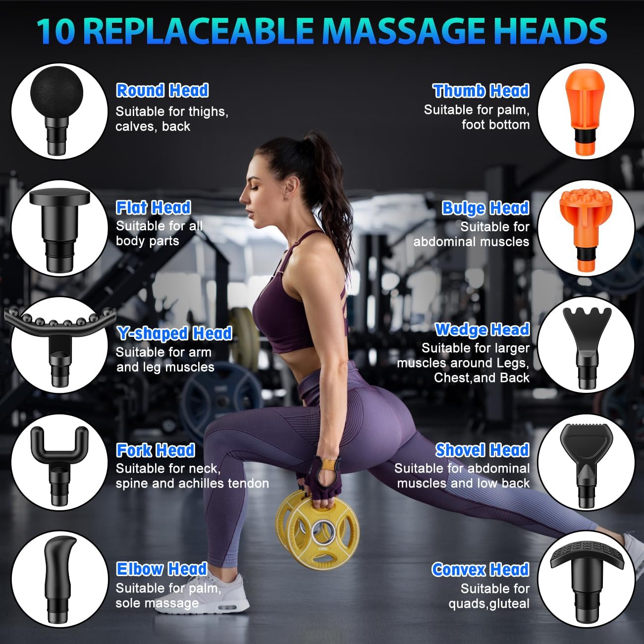 TOLOCO Massage Gun, Deep Tissue Back Massage for Athletes for Pain Relief, Percussion Massager with 10 Massages Heads & Silent Brushless Motor, Fathers Day Dad Gifts, Grey - Image 4