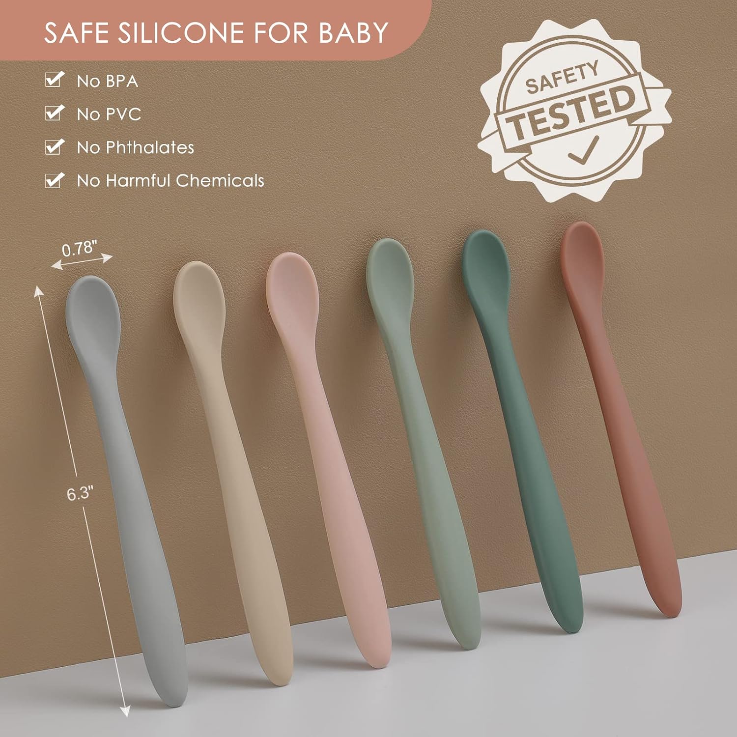 6-Piece Silicone Baby Feeding Spoons, First Stage Infant Spoons, Soft-Tip Easy on Gums I Baby Training Spoon | Infant Utensils Feeding Supplies, Dishwasher & Boil-proof - Image 2
