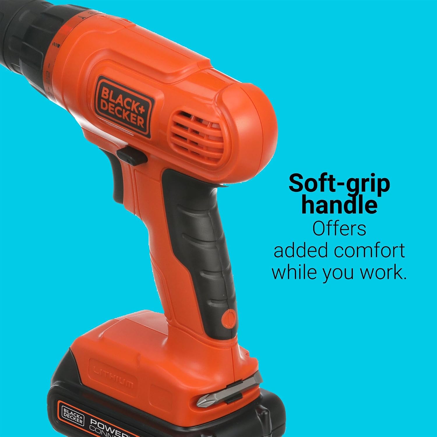 BLACK+DECKER 20V MAX* POWERCONNECT Cordless Drill Driver Kit with Drill Bit Set and Sockets, 100 pc. Tool Kit for Home, Battery and Charger Included, Orange (BDC120VA100) - Image 6