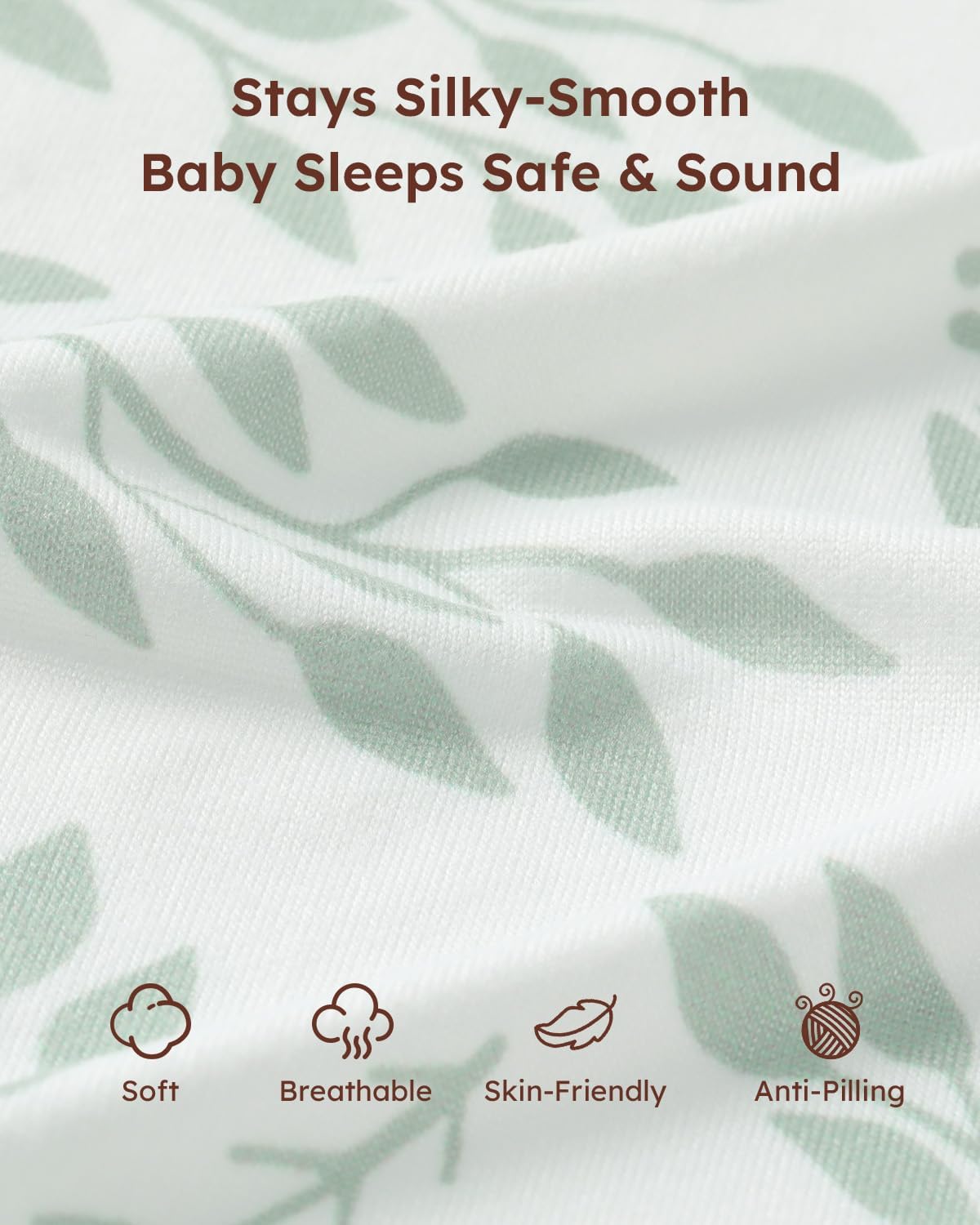 Yoofoss 2-Pack Baby Crib Sheets for Boys Girls 52x28 (Green+Leaf) - Image 4