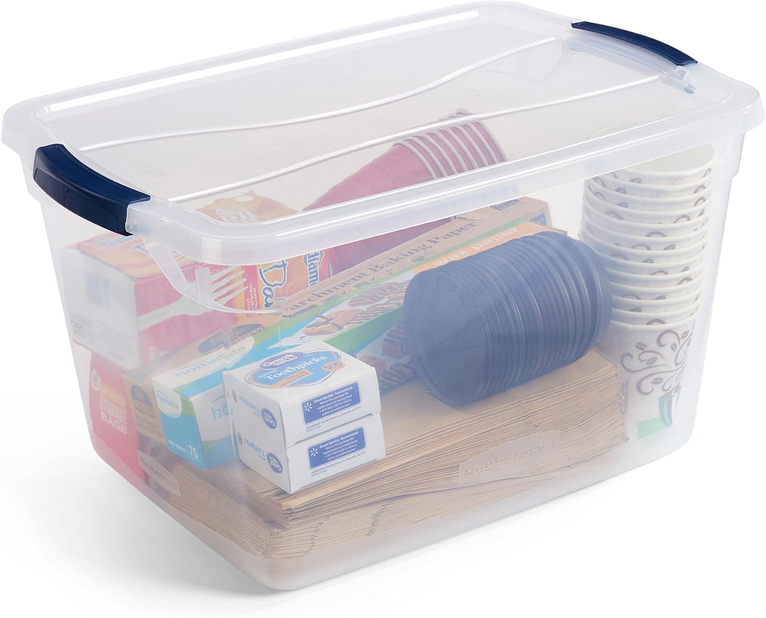 Rubbermaid Cleverstore Clear 32 Qt, 6 Pack Stackable Plastic Storage Bins with Lids, Great for Closet and Laundry Storage, Organizing in the Home - Image 4