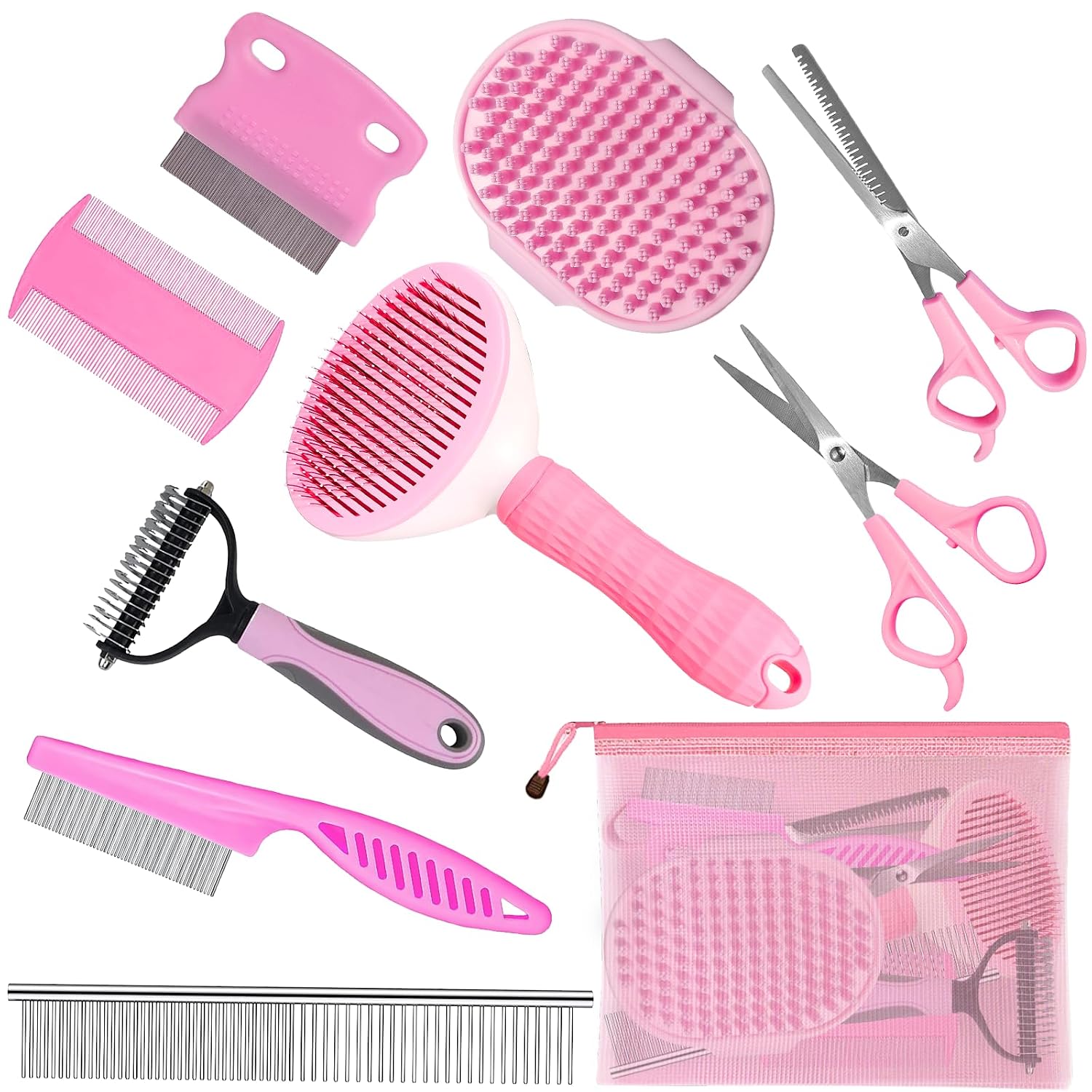 Complete Pet Grooming Solution by Dog - 9PCS Kit with Slicker Brush, Deshedding Tool, and Grooming Comb for All Breeds and Sizes, Promotes Healthy Skin and Coat - Image 2