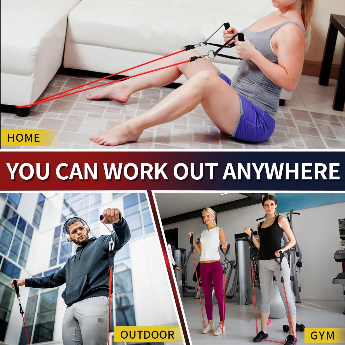 WHATAFIT Resistance Bands with Handles, 5-Level Exercise Bands for Workout - Image 5
