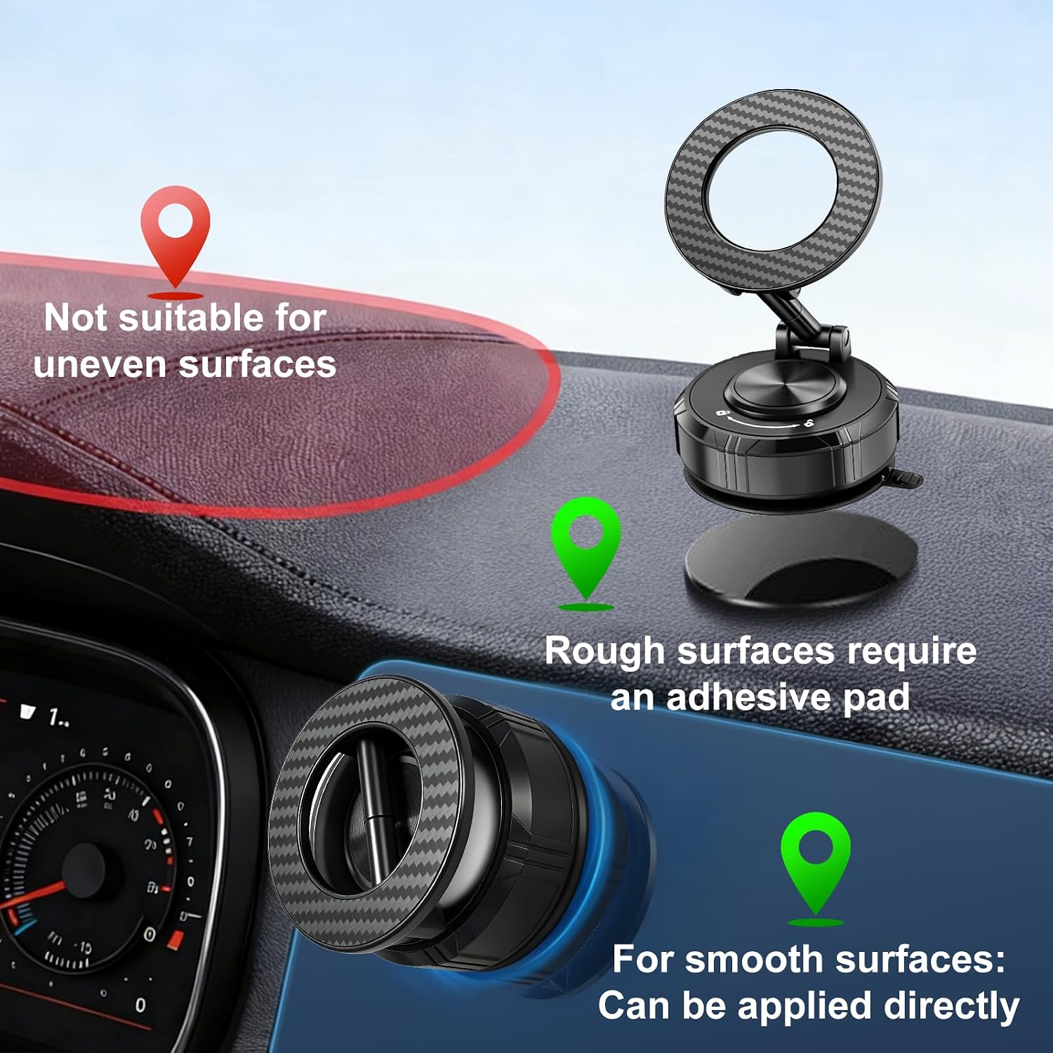 Car Mount, Vacuum Suction Phone Holder for Car, Car Phone Holder Mount, 360° Adjustable Phone Holder Wall Mount, Car Accessories for iPhone 17/16/15/14 Pro Max Cell Phone - Image 6