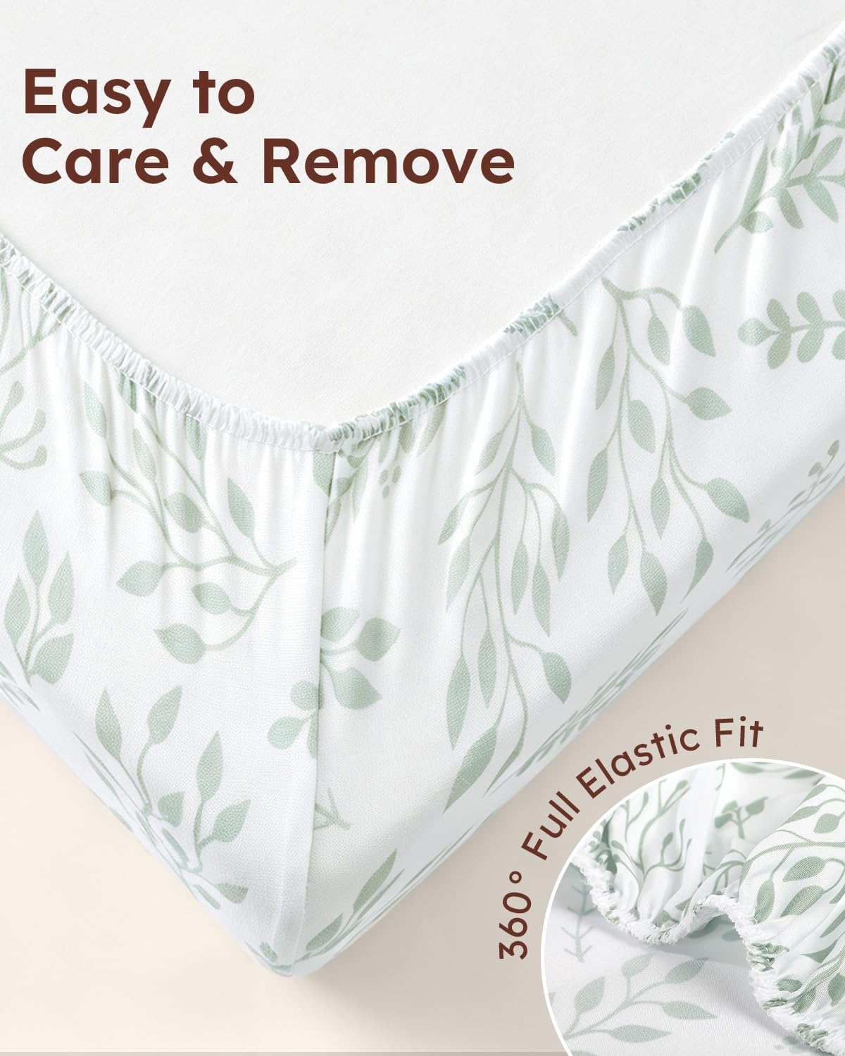 Yoofoss 2-Pack Baby Crib Sheets for Boys Girls 52x28 (Green+Leaf) - Image 6