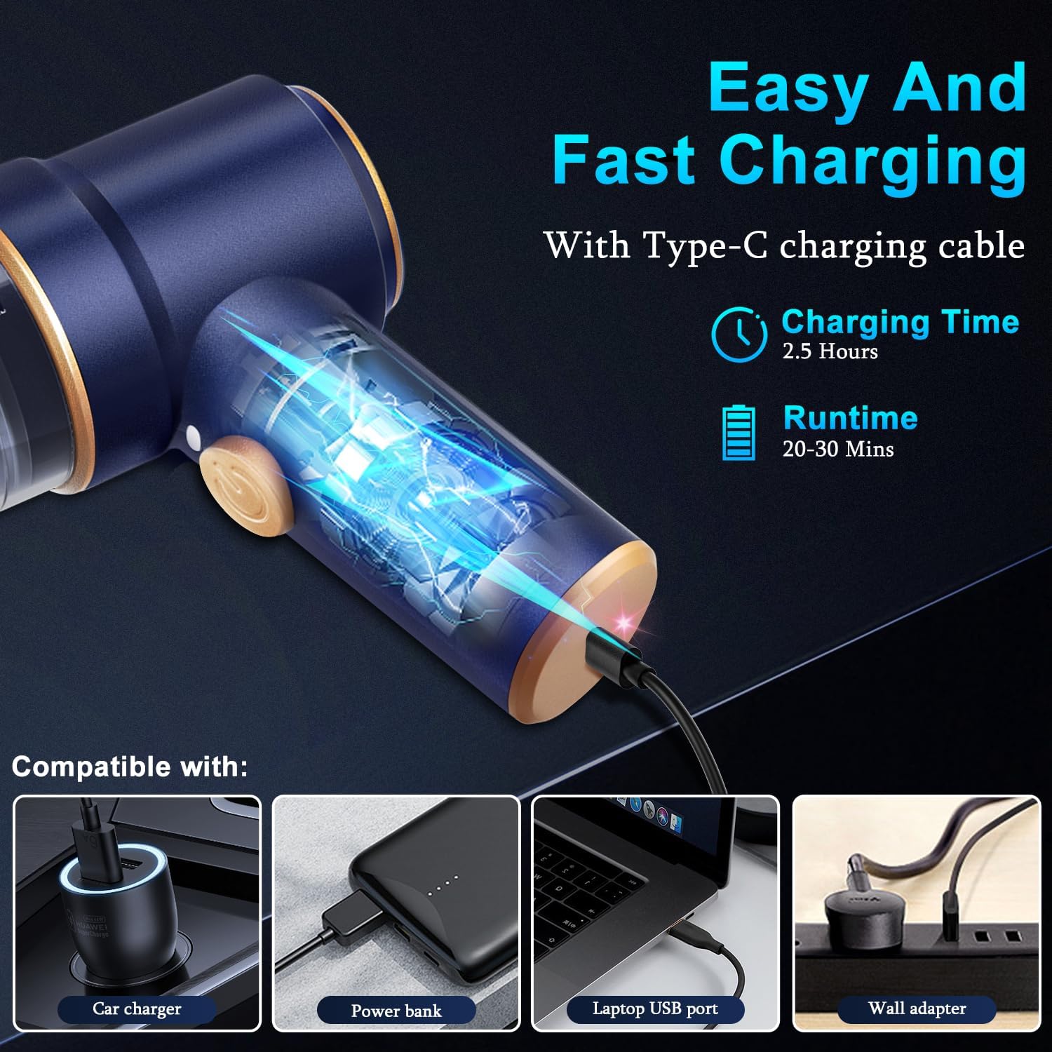 KMM Handheld Car Vacuum Cleaner, Hand Held Vacuum Cleaner and Air Duster - Image 4