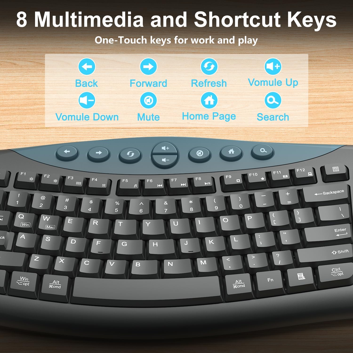 Wireless Keyboard and Mouse Combo, Quiet Ergonomic Curved Keys(Graphite) - Image 4