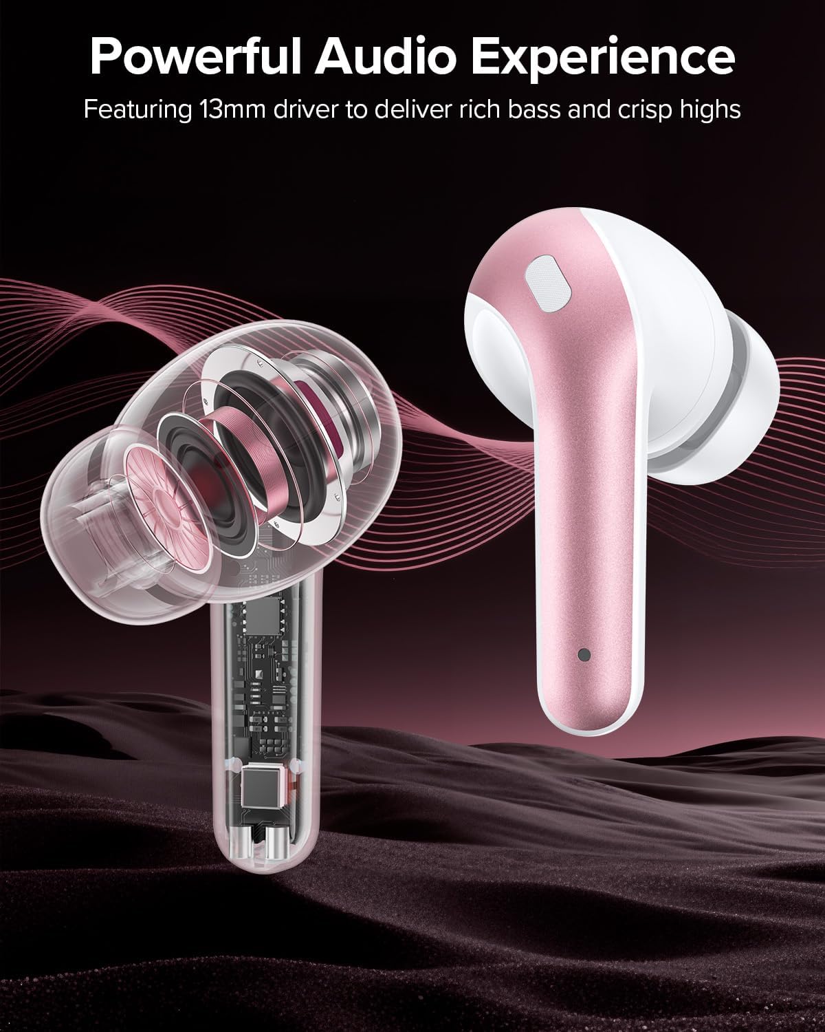 TAGRY Bluetooth Headphones True Wireless Earbuds 60H Playback LED Power Display Earphones with Wireless Charging Case IPX5 Waterproof in-Ear Ear buds with Mic for TV Smart Phone Laptop Computer Sports - Image 4