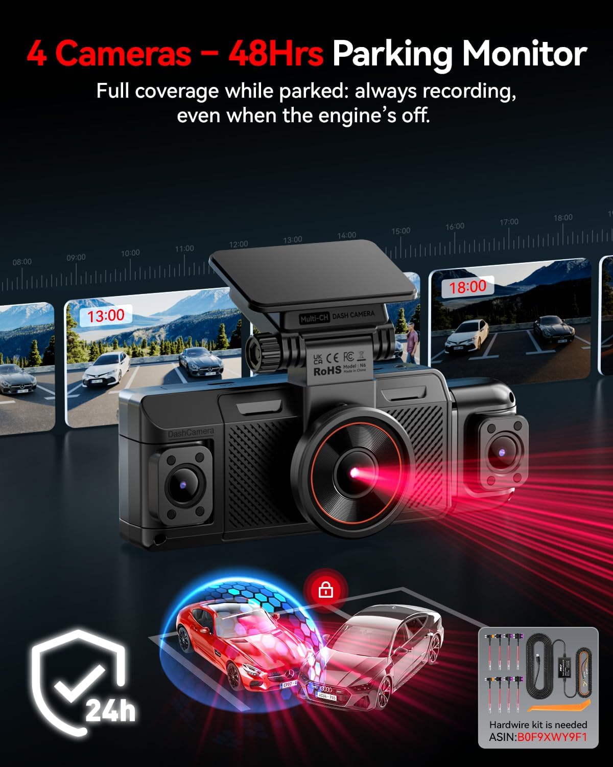 IIWEY N6 360° Dash Cam 4 Channel, Free 128GB Card, 8 IR Lights Night Vision - Image 5