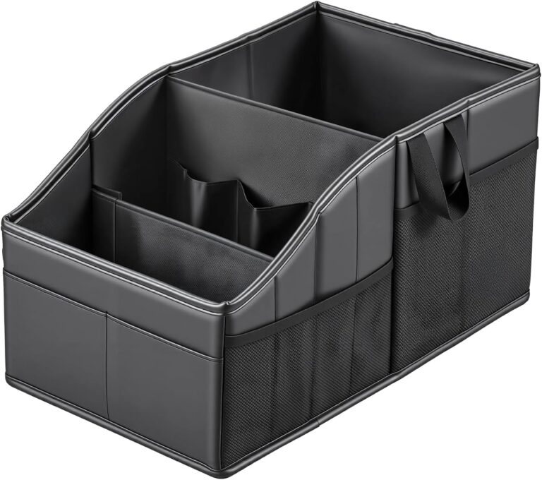 WHHMK Sturdy Leather Car Storage Support Up to 33 LB of Weight, Black